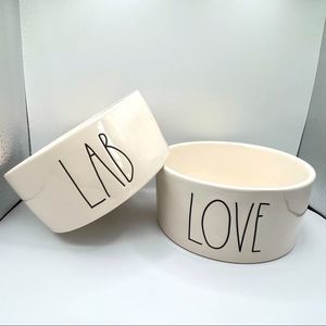 Rae Dunn LAB Love Bowls Labrador Dog Food and Water Bowls Ceramic - Dinner time!